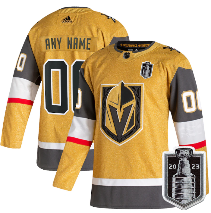 Men's Vegas Golden Knights Active Player Custom Gold 2023 Stanley Cup Final Stitched Jersey